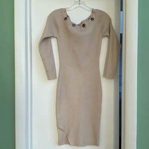 Fashionemoji Sweater Dress in Cream